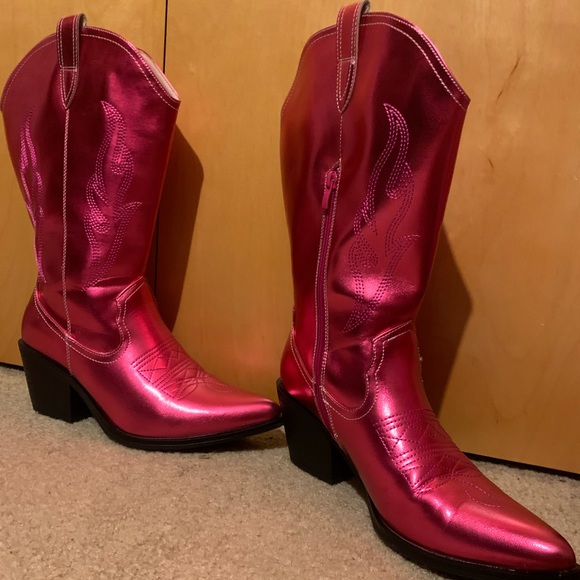 Size 11 wide calf metallic pink cowgirl boots! - Picture 1 of 1